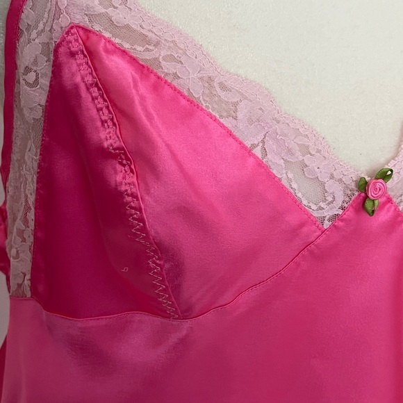 Betsey Johnson Fuchsia Satin Chemise with Lace - Picture 11 of 16